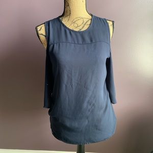 Blue cold shoulder top